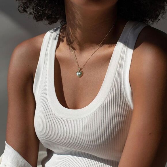 Gold 14k Gold Plated Labradorite Heart Stone Necklace - Picture 2 of 5